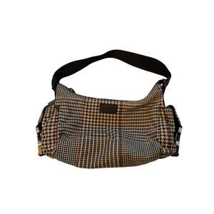 Lauren Ralph Lauren Houndstooth Zip Shoulder Bag Vintage Y2K Preppy Black Multi